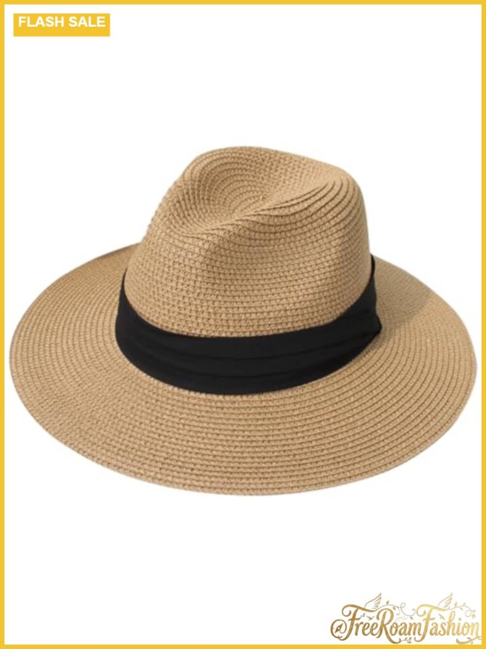 Wide Brim Straw Panama Roll Up Hat Fedora Beach Sun Hat UPF50+